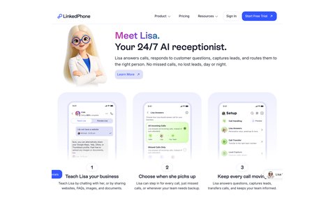 Meet Lisa, your 24/7 AI receptionist.